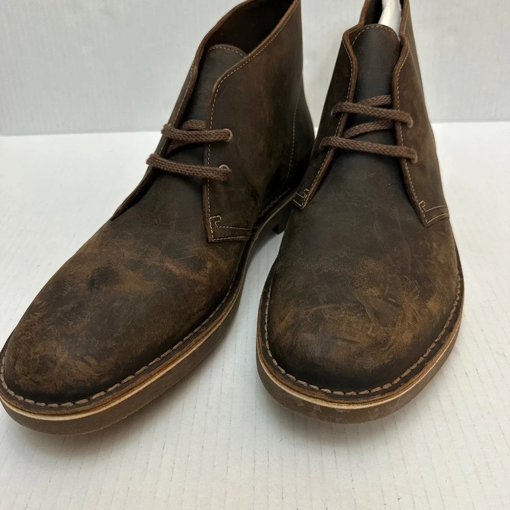 Clarks Desert Boots Mens 13 Bushacre 2 Ankle Brown Leather Lace Up‎ Chukka Shoes